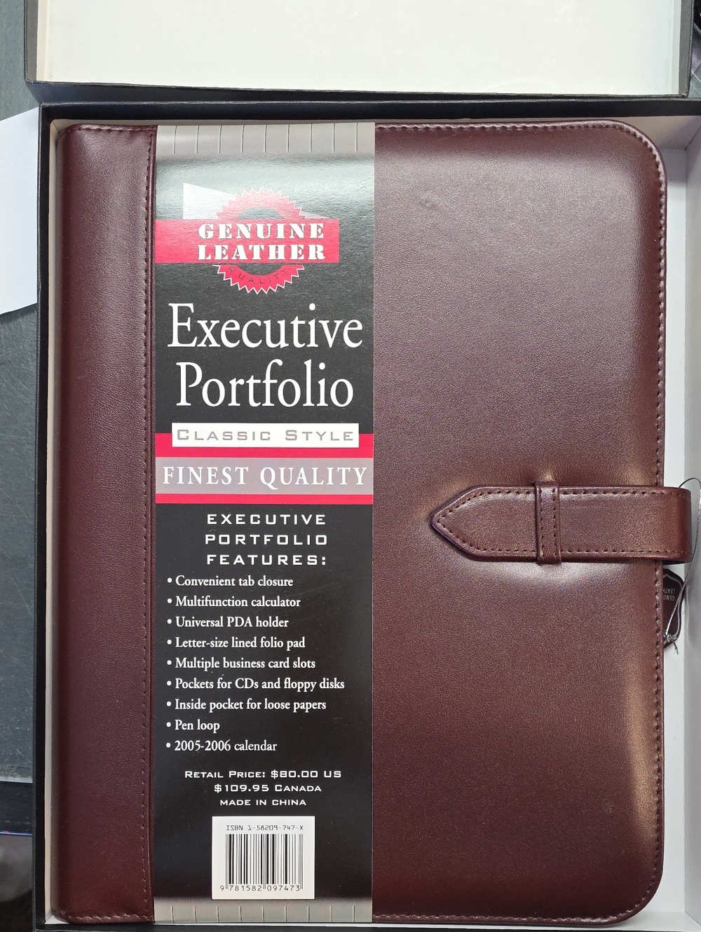 Genuine Leather Executive Potfolio In Box Burgundy